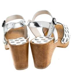 Pre Owned Sophia Webster Monochrome Polka Dot Leather Ava Ankle Strap Sandals Size 40