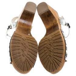 Pre Owned Sophia Webster Monochrome Polka Dot Leather Ava Ankle Strap Sandals Size 40