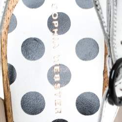 Pre Owned Sophia Webster Monochrome Polka Dot Leather Ava Ankle Strap Sandals Size 40