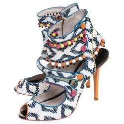 Sophia Webster Multicolor Strappy Leather Beaded Caged Sandals Size 39