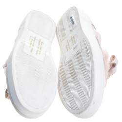 Pre Owned Sophia Webster Pink Leather And Fur Embellished Bow Slip On Sneakers Size 37