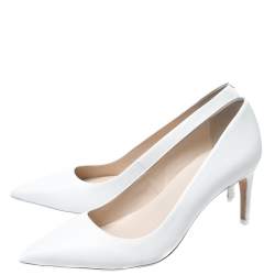 Sophia Webster White Leather Lola Pointed Toe Pumps Size 37.5