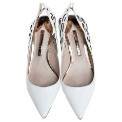 Sophia Webster White Leather Angelo Slingback Pointed Toe Sandals Size 38.5
