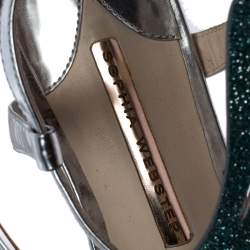 Pre Owned Sophia Webster Blue Ombre Glitter Leather Seraphina Angel Wing Flats Size 36.5