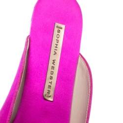 Pre Owned Sophia Webster Fuchsia Satin Crystal And Pearl Embellished Bibi Butterfly Pointed Toe Flat Slides Size 36.5