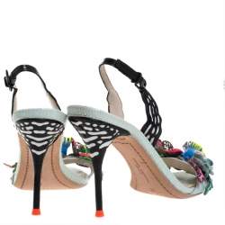 Pre Owned Sophia Webster Multicolor Patent Leather And Leather Lilico Underwater Floral Embellished Slingback Sandals Size 38