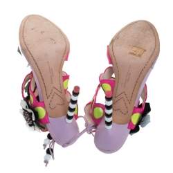 Sophia Webster Multicolor Leather And PVC Amazona Ankle Wrap Sandals Size 38