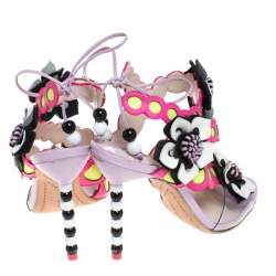 Sophia Webster Multicolor Leather And PVC Amazona Ankle Wrap Sandals Size 38