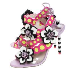 Sophia Webster Multicolor Leather And PVC Amazona Ankle Wrap Sandals Size 38