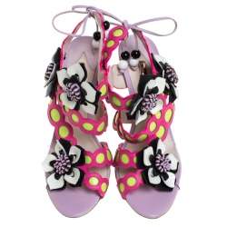Sophia Webster Multicolor Leather And PVC Amazona Ankle Wrap Sandals Size 38