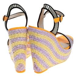 Sophia Webster Multicolor Suede and Patent Leather Lucita Espadrille Wedges Size 41