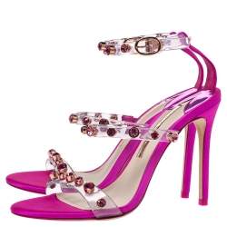 Sophia Webster Fuchsia PVC and Satin Ankle Strap Sandals Size 37