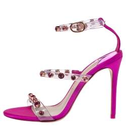 Sophia Webster Fuchsia PVC and Satin Ankle Strap Sandals Size 37