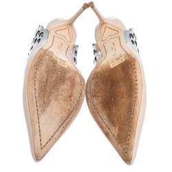 Pre Owned Sophia Webster Silver/Nude Leather Angelo Slingback Pumps Size 36