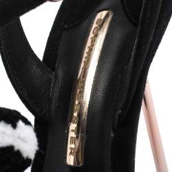 Pre Owned Sophia Webster Black Suede Layla Pom Pom T-Strap Sandals Size 40