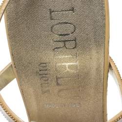 Pre Owned Loriblu Pink Patent Leather Crystal And Chain Embellished Cut Out Platform Sandals Size 37