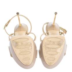 Pre Owned Loriblu Pink Patent Leather Crystal And Chain Embellished Cut Out Platform Sandals Size 37