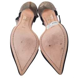 Pre Owned Sophia Webster Black Suede/Glitter and Leather Flutura Ankle Strap Pumps  Size 38.5