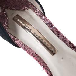 Pre Owned Sophia Webster Black Suede/Glitter and Leather Flutura Ankle Strap Pumps  Size 38.5