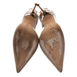 Pre Owned Sophia Webster Metallic Silver Leather Coco Flamingo Pointed Toe Pumps Size 40.5