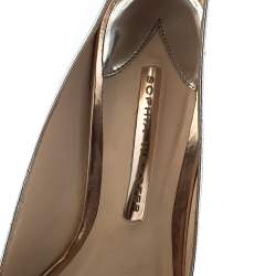 Pre Owned Sophia Webster Metallic Silver Leather Coco Flamingo Pointed Toe Pumps Size 40.5