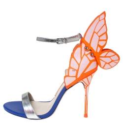 Sophia Webster Multicolor Silver Leather Chiara Butterfly Ankle Strap Sandals Size 36