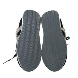 Pre Owned Sophia Webster Black Velvet/Mesh and Embellishment Royalty Low Top Sneakers Size 41.5