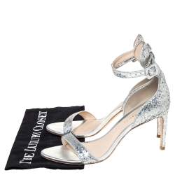 Pre Owned Sophia Webster Silver Glitter Fabric Nicole Sandals Size 39