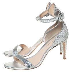 Pre Owned Sophia Webster Silver Glitter Fabric Nicole Sandals Size 39