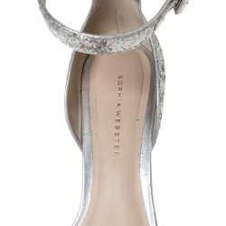Pre Owned Sophia Webster Silver Glitter Fabric Nicole Sandals Size 39