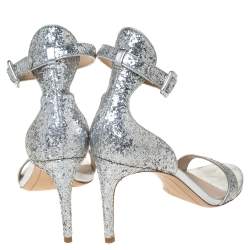 Pre Owned Sophia Webster Silver Glitter Fabric Nicole Sandals Size 39
