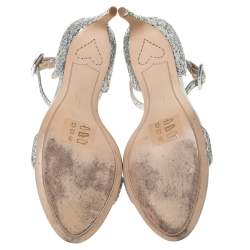 Pre Owned Sophia Webster Silver Glitter Fabric Nicole Sandals Size 39