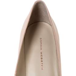 Pre Owned Sophia Webster Light Pink/Silver Leather Bibi Butterfly Pointed Toe Pumps Size 38.5