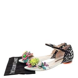 Pre Owned Sophia Webster Multicolor Patent And Leather Lilico Underwater Floral Embellished Flat Sandals Size 40