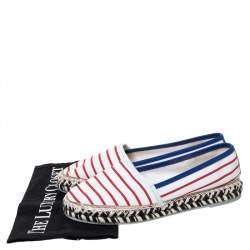 Sophia Webster Multicolor Striped Canvas Platform Espadrille Flats Size 38