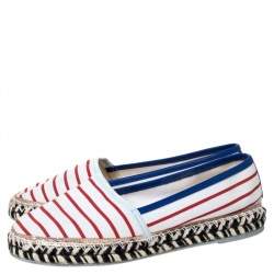 Sophia Webster Multicolor Striped Canvas Platform Espadrille Flats Size 38