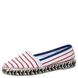 Sophia Webster Multicolor Striped Canvas Platform Espadrille Flats Size 38