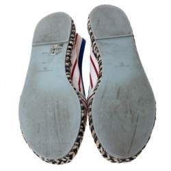 Sophia Webster Multicolor Striped Canvas Platform Espadrille Flats Size 38