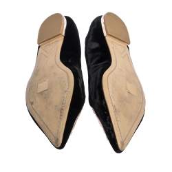 Sophia Webster Black Embroidered Velvet Bibi Butterfly Pointed Toe Ballet Flats Size 41