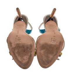 Pre Owned Sophia Webster Metallic Multicolor Leather "Just Saying" Slingback Sandals Size 39