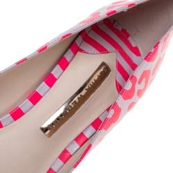 Sophia Webster Lilac and Neon Pink Stripe And Leopard Print Lola Pointed Toe Pumps Size 39