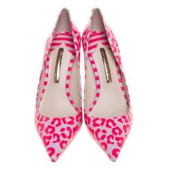 Sophia Webster Lilac and Neon Pink Stripe And Leopard Print Lola Pointed Toe Pumps Size 39