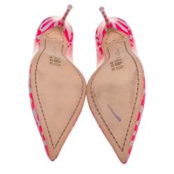 Sophia Webster Lilac and Neon Pink Stripe And Leopard Print Lola Pointed Toe Pumps Size 39