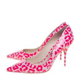 Sophia Webster Lilac and Neon Pink Stripe And Leopard Print Lola Pointed Toe Pumps Size 39