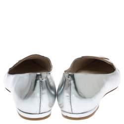 Sophia Webster Metallic Silver Leather Bibi Butterfly Pointed Toe Ballet Flats Size 37.5