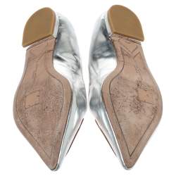 Sophia Webster Metallic Silver Leather Bibi Butterfly Pointed Toe Ballet Flats Size 37.5