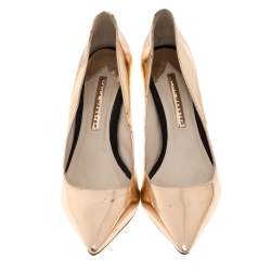 Sophia Webster Metallic Rose Gold Leather Coco Flamingo Pointed Toe Pumps Size 39