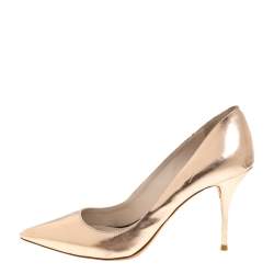 Sophia Webster Metallic Rose Gold Leather Coco Flamingo Pointed Toe Pumps Size 39