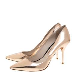 Sophia Webster Metallic Rose Gold Leather Coco Flamingo Pointed Toe Pumps Size 39