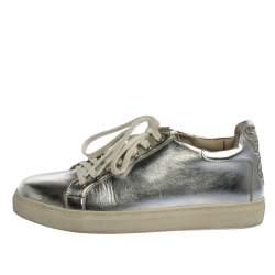 Pre Owned Sophia Webster Metallic Silver Leather Bibi Butterfly Sneakers Size 37.5